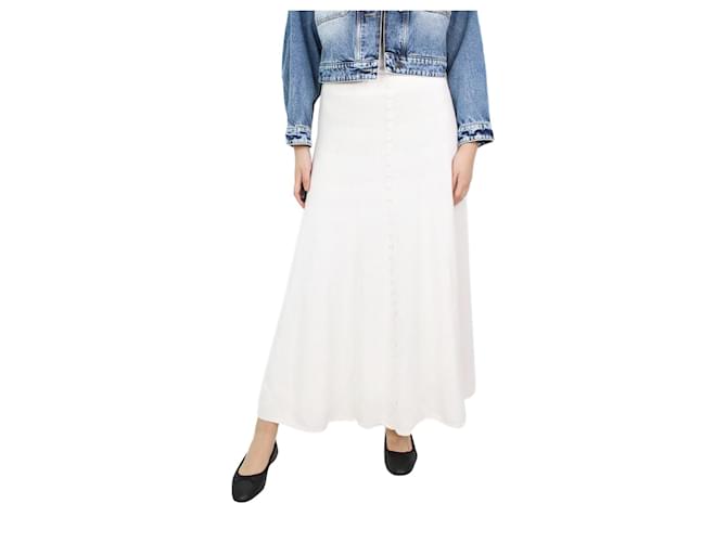 Autre Marque White button-front knit skirt - size XS Cotton  ref.1061973