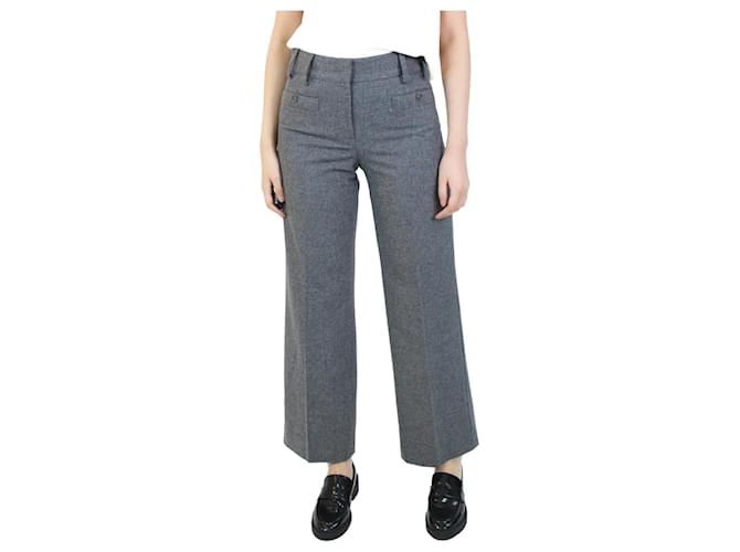 Chanel Pantaloni grigi in lana a gamba larga - taglia FR 38 Grigio  ref.1061988
