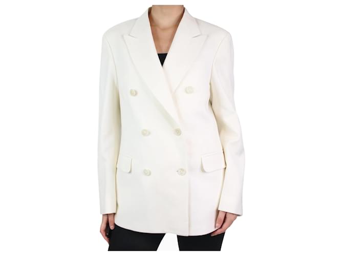 Autre Marque White double breasted wool blazer - size UK 8  ref.1061996