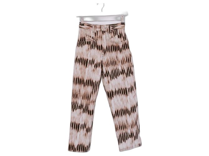 Isabel Marant AW19 Jeans de cintura alta com estampa tie-dye Marrom