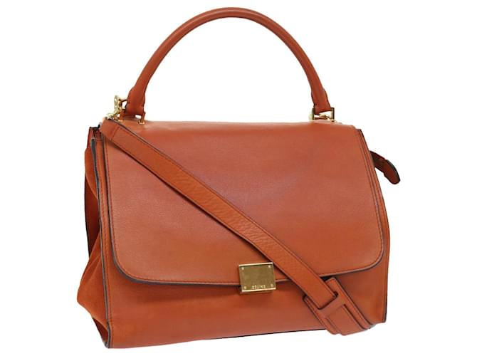 Céline CELINE Umhängetasche Leder 2Weg Orange Auth bs7869  ref.1062137