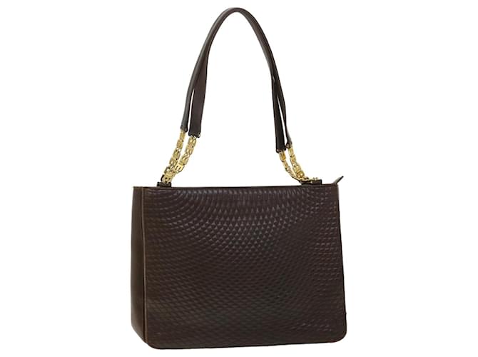 BALLY Quilted Shoulder Bag Leather Brown Auth bs8157  ref.1062158