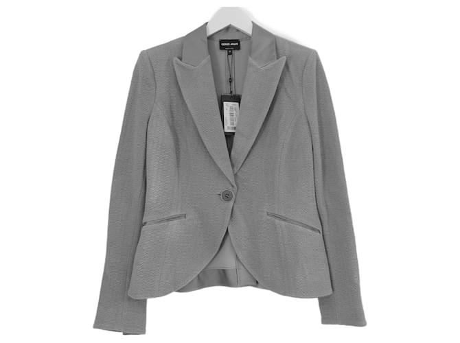 Giorgio Armani grey textured blazer jacket Synthetic  ref.1062213