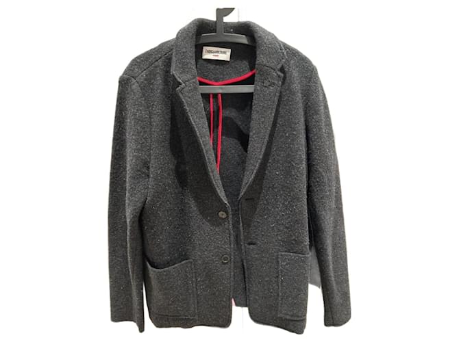 Zadig & Voltaire jacket 100% Wool Size L Dark grey  ref.1062314