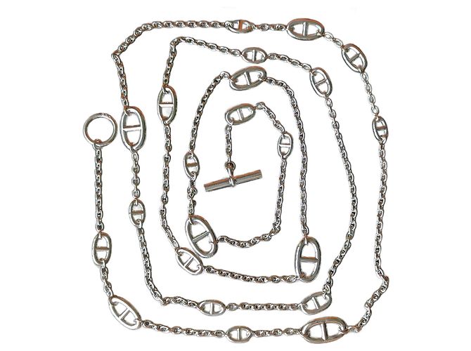Hermès Farandole 160 cm Colar Longo Prata 925 Caixa Hardware prateado