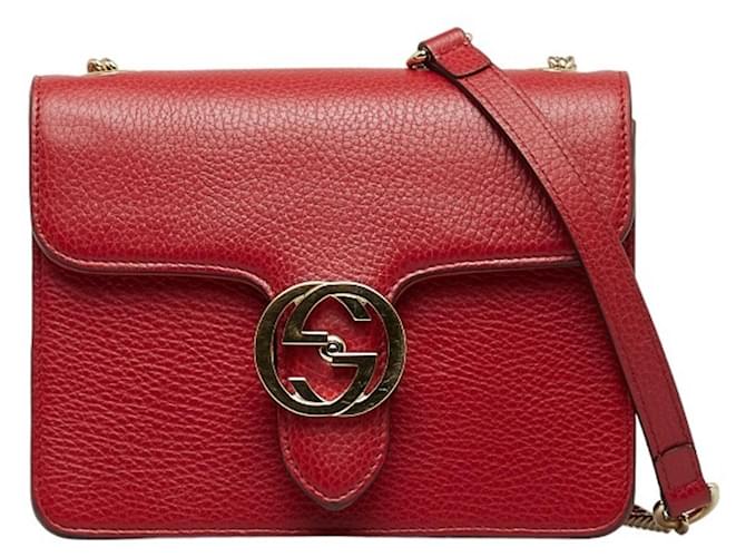 Gucci Interlocking G Red Leather  ref.1062422