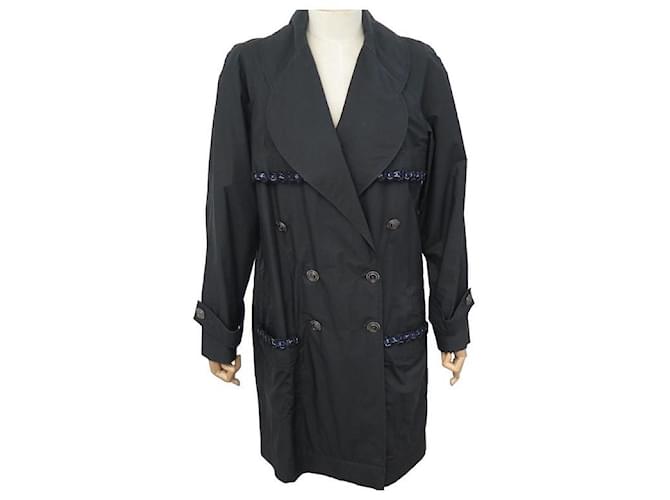 CAPPOTTO CHANEL TRENCH TWEED P48056V35925 40 M GIACCA IN COTONE NERO  ref.1062562