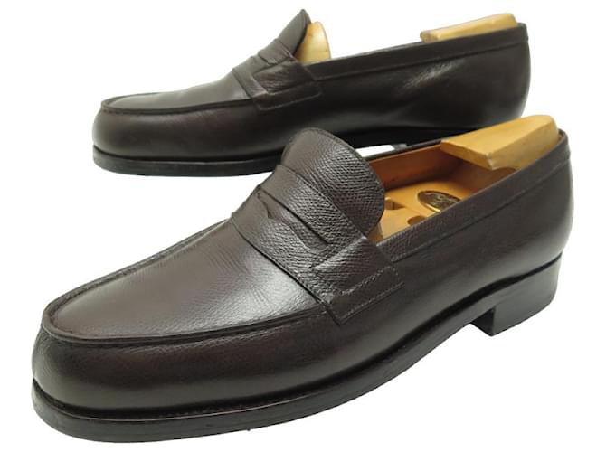 JM WESTON LOAFERS 180 7C 41 BROWN GRAINED LEATHER GUMMER SOLES