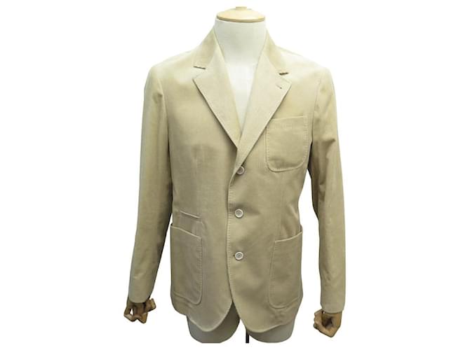 NEUE BRUNELLO CUCINELLI-JACKE AUS CORD 50 IT 48 FR M BAUMWOLLE BEIGE  ref.1062691