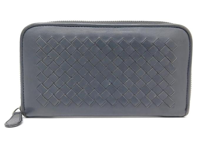 BOTTEGA VENETA ZIPPER MM WALLET 114076 IN WALLET GRAY INTRECCIATO LEATHER Dark grey ref.1062778 Joli Closet