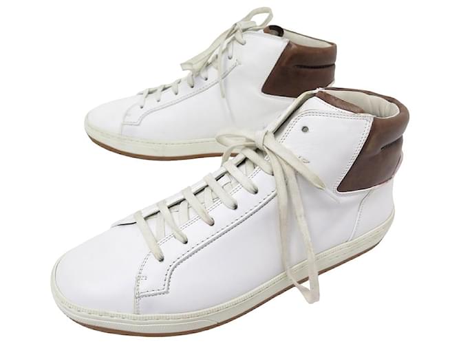 CHAUSSURES BERLUTI BASKETS 9 43 CUIR BLANC WHITE LEATHER HIGH TOP SNEAKERS  ref.1062796