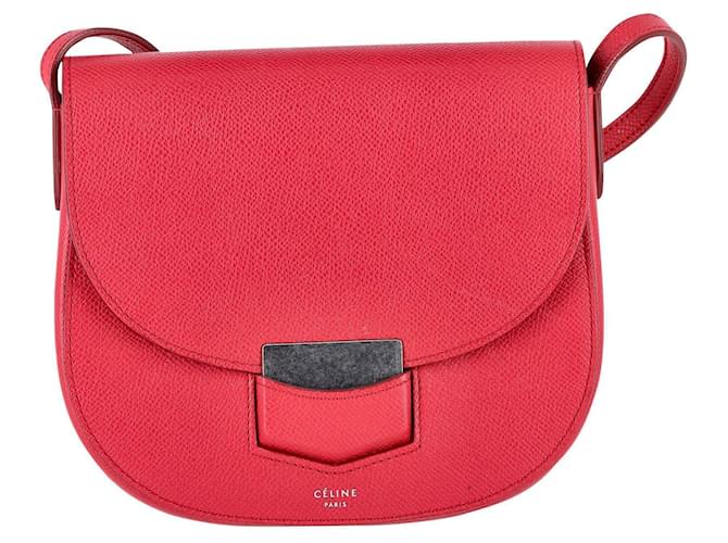 Céline Celine Small Trotteur Shoulder Bag in Red Leather  ref.1062804