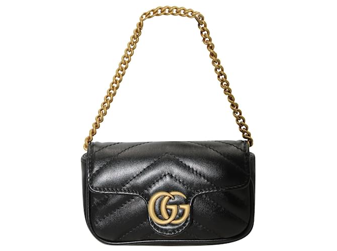 Bolso Gucci Marmont Super Mini en cuero negro  ref.1062807