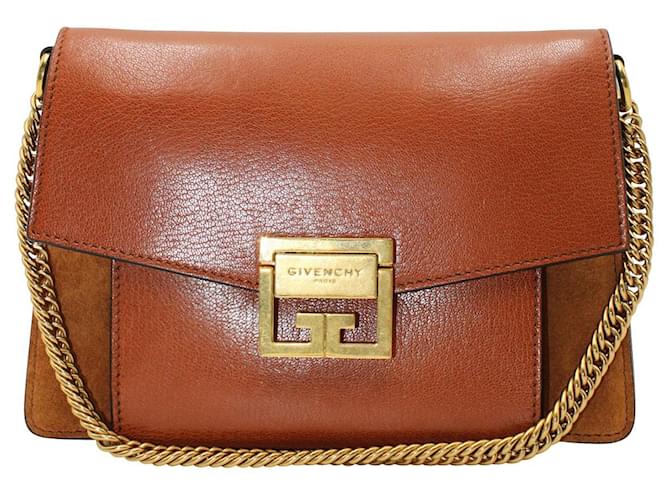 Givenchy GV3 Medium Shoulder Bag in Chestnut Brown Leather and Suede  ref.1062815