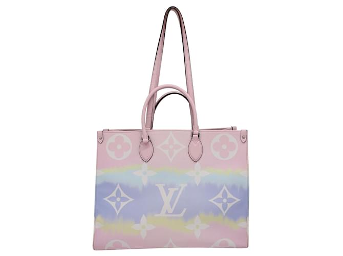 Louis Vuitton Escale Monogram OnTheGo GM Einkaufstasche aus pastellfarbenem, beschichtetem Canvas in „Rose“. Pink Leinwand  ref.1062819