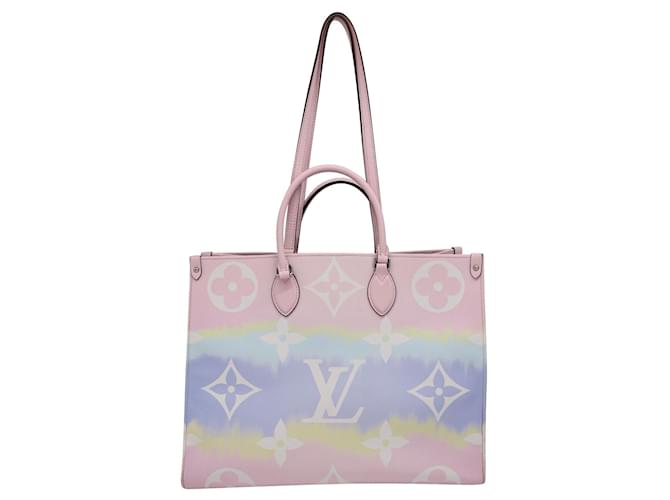 Sac cabas Louis Vuitton Escale Monogram OnTheGo GM en toile enduite pastel 'Rose'  ref.1062819