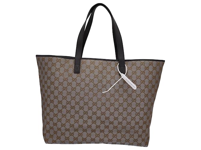 Gucci All Over Logo Shimmer Tote Bag in Brown Canvas Cloth  ref.1062826