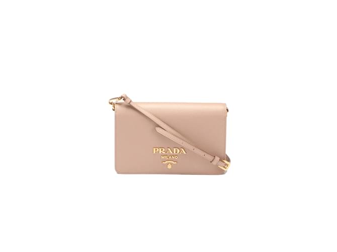 Prada Mini Saffiano Crossbody Bag Leather Crossbody Bag in Excellent condition Pink  ref.1062879