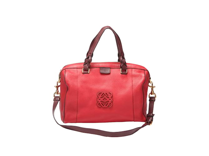 Loewe Leather Fusta 31 Boston Bag  Leather Crossbody Bag in Fair condition Red  ref.1062882