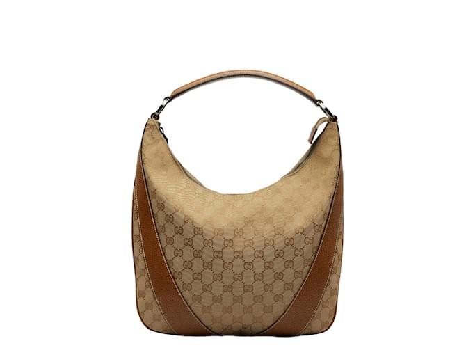 Gucci GG Canvas Hobo Bag Canvas Shoulder Bag 124357 in Good condition Brown Cloth  ref.1062907