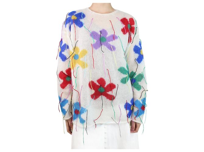Ports 1961 Pullover aus Mohair mit mehreren Blumenmustern – Größe S Mehrfarben