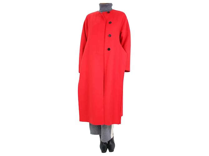 Jil Sander Red coat with side-slits - size DE 34 Cashmere  ref.1062936