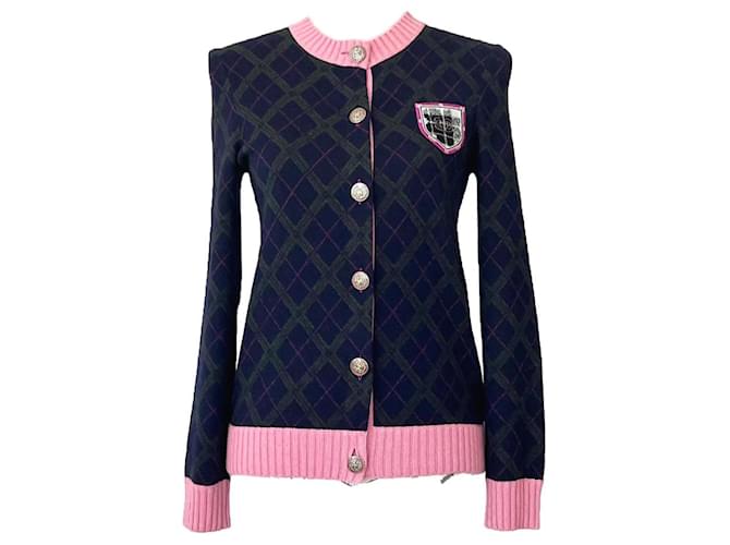 Chanel Nueva chaqueta de cachemir con parche del logo CC súper rara Multicolor Cachemira  ref.1062987