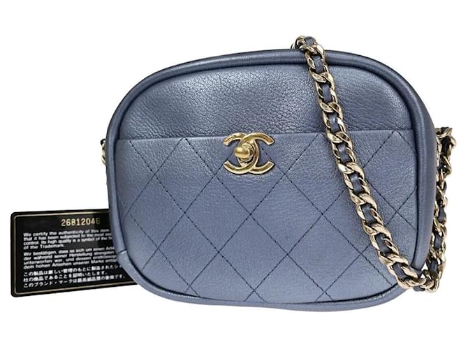 Chanel Camera Blue Leather  ref.1063171