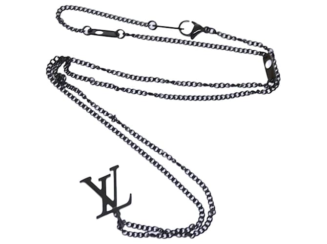 Louis Vuitton LV Iniciales Negro Metal  ref.1063183