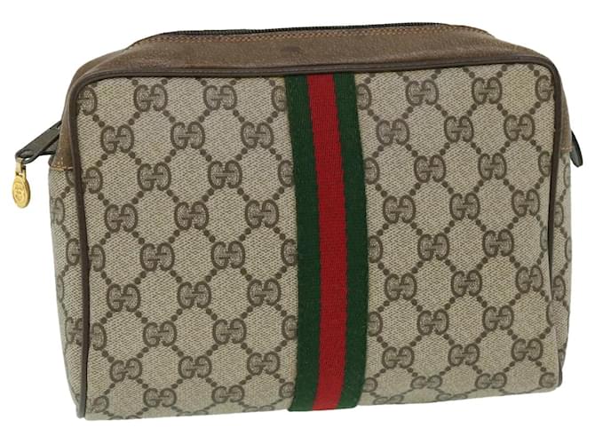 GUCCI GG Canvas Web Sherry Line Clutch Bag Beige Red Green 89 01 012 Auth bs8038  ref.1063383