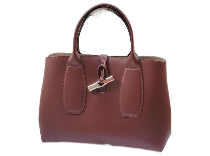 Longchamp Roseau Leather Handbag Prune