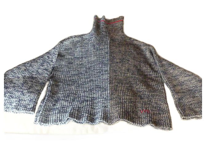 Victoria Beckham Wollpullover Grau und Hellbraun