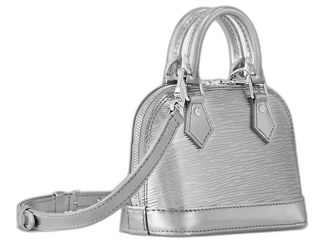 Louis Vuitton LV Alma Nano epi silver colour Silvery Leather  ref.1063578