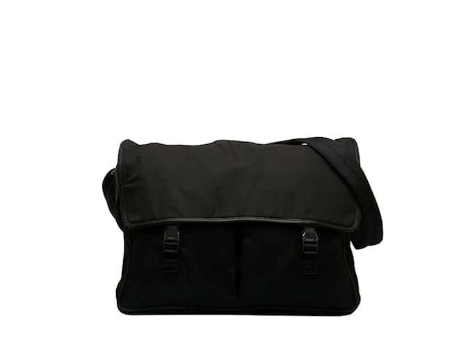 Prada Tessuto Messenger Bag Sac à bandoulière en toile V165 en bon état Noir  ref.1063629