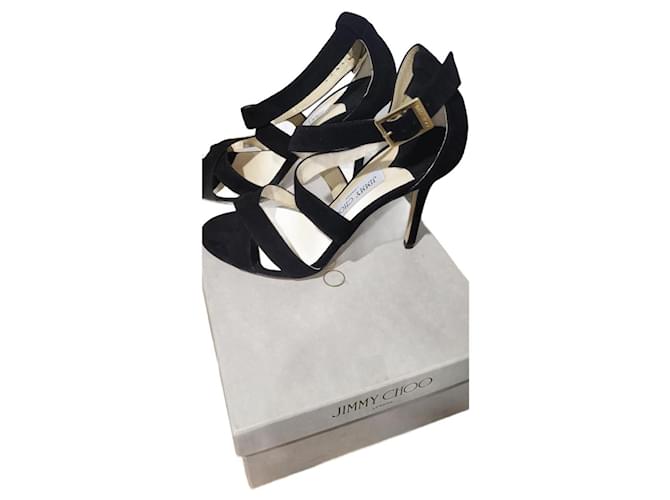 Jimmy Choo LOTTIE sandals in returned leather Size 37 Black Deerskin  ref.1063670