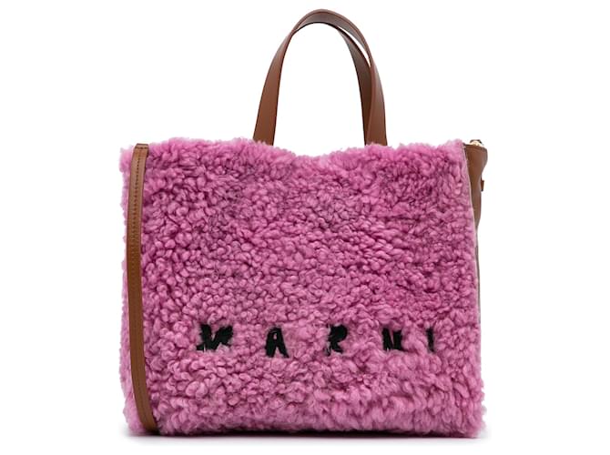 Bolso satchel Museo Marni de piel de oveja rosa  ref.1063751