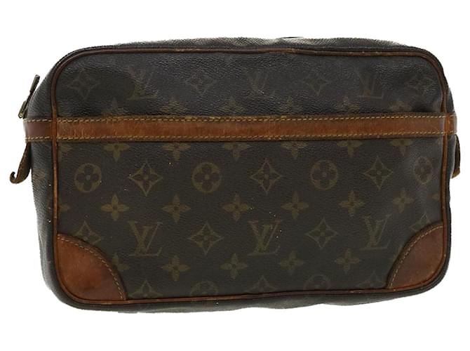 Louis Vuitton Monogram Compiegne 28 Clutch Bag M51845 LV Auth ac1271 Brown Cloth  ref.1064005