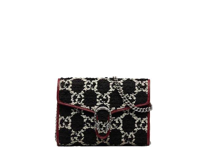 Gucci GG Tweed Dionysus Wallet On Chain Canvas Crossbody Bag 401231 in Good condition Black Cloth  ref.1064115