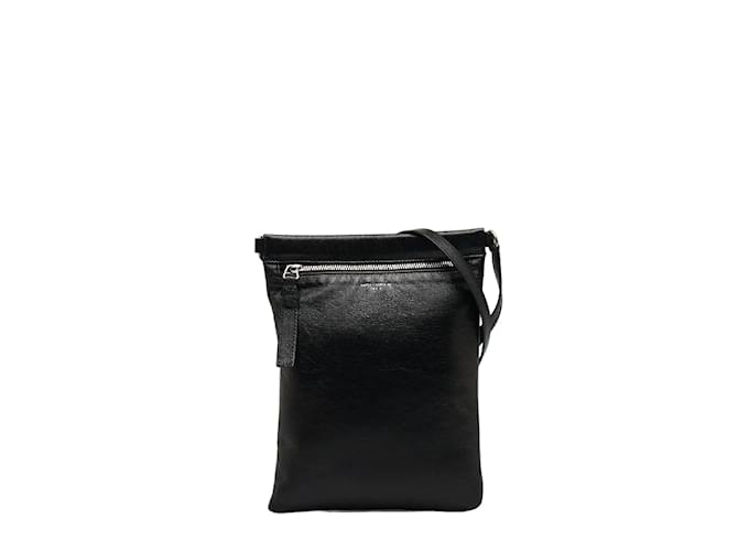 Yves Saint Laurent Leather Flat Crossbody Bag 581697 Black  ref.1064120