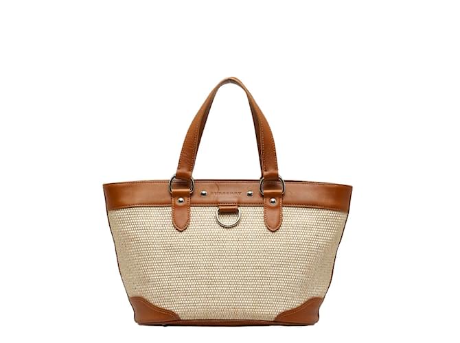Burberry Raffia & Leather Tote Bag Natural Material Tote Bag in Good condition Brown  ref.1064127