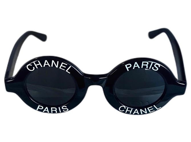 Chanel Round Black Acetate Sunglasses