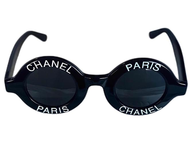 Chanel Black/White 1993 Vintage Runway Round CHANEL PARIS Sunglasses