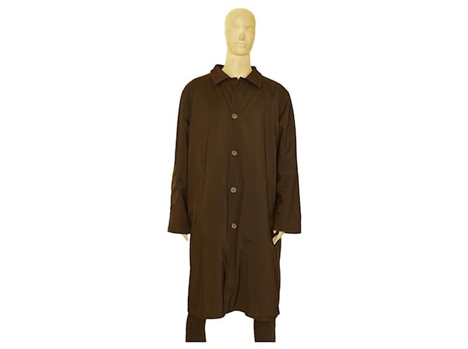 Ermenegildo Zegna brown reversible leather long coat & raincoat size XXL  ref.1064304