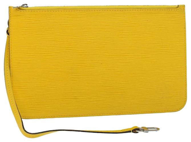 LOUIS VUITTON Epi Neverfull MM Pouch Pouch Yellow Mimosa LV Auth 53875 Leather  ref.1064502