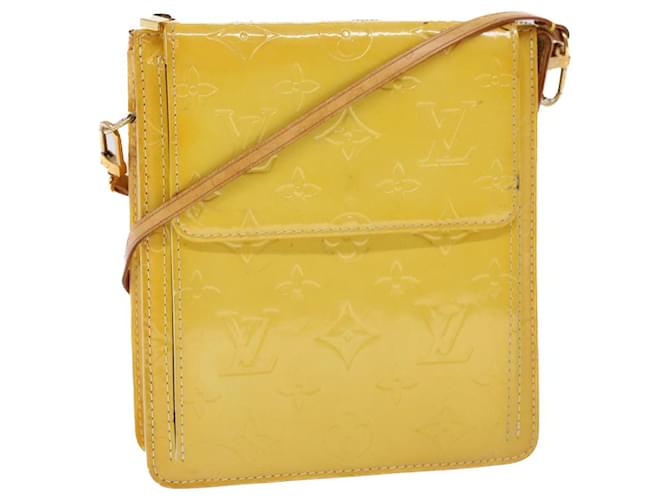 LOUIS VUITTON Monogram Vernis Motto Accessory Pouch Yellow M91159 LV Auth 53105 Patent leather  ref.1064521