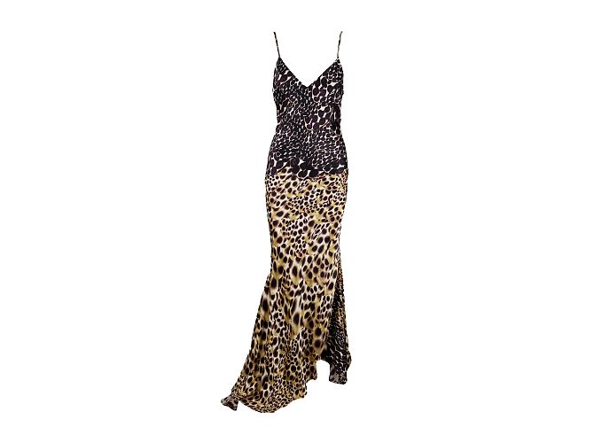 Roberto Cavalli Vestido Largo Estampado Animal Multicolor