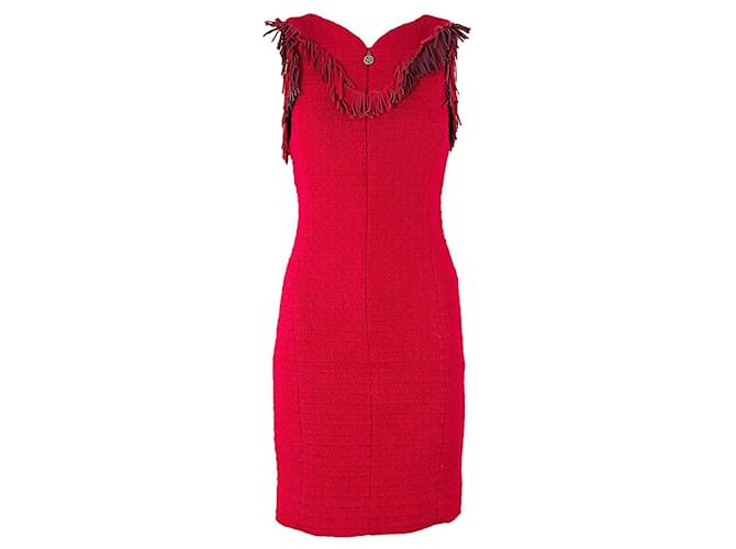 Chanel Neues Paris / Dallas Runway Tweed-Kleid Rot  ref.1064637