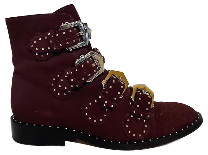 Botines Elegant Studs Givenchy cuero rojo oscuro Burdeos