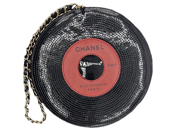 vintage chanel cd bag Black Red Leather  ref.1064649