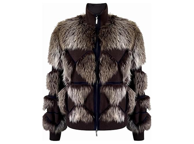 Chanel 9K$ New Fluffy Jacket Brown Faux fur  ref.1064665
